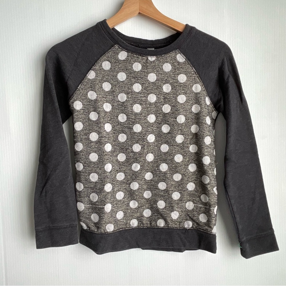 Cherokee girls long sleeve pullover polka dot top size large 10/12 grey